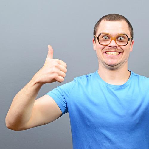 nerdy guy smiling